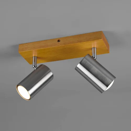 FOCO GRAFTON DE 2 LUCES MARRÓN CLARO NÍQUEL MATE FOCO GRAFTON DE 2 LUCES MARRÓN CLARO NÍQUEL MATE