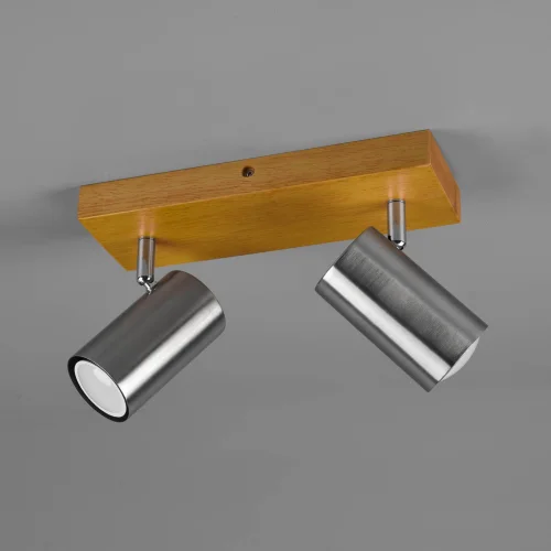 FOCO GRAFTON DE 2 LUCES MARRÓN CLARO NÍQUEL MATE FOCO GRAFTON DE 2 LUCES MARRÓN CLARO NÍQUEL MATE