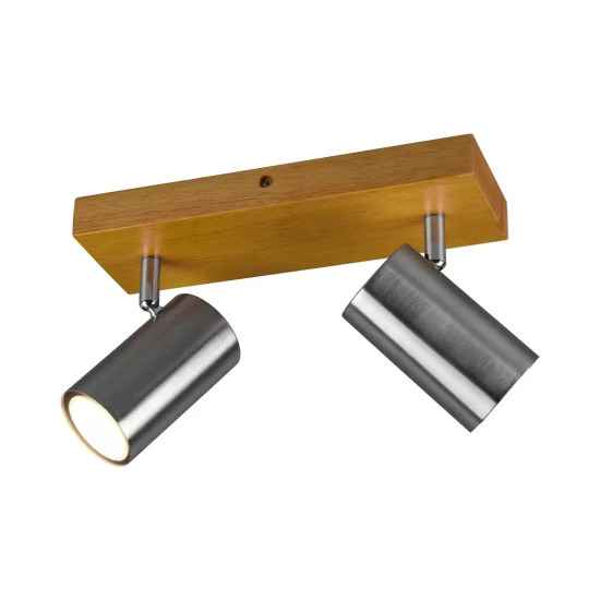 FOCO GRAFTON DE 2 LUCES MARRÓN CLARO NÍQUEL MATE