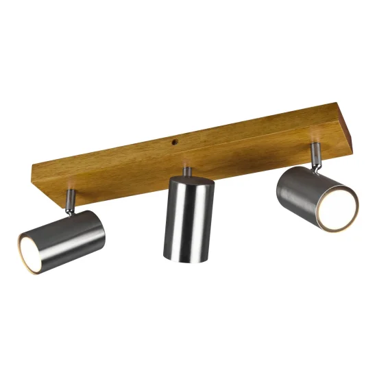 FOCO GRAFTON DE 3 LUCES MARRÓN CLARO NÍQUEL MATE