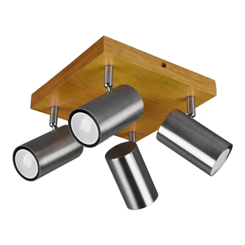 PLAFÓN DE TECHO GRAFTON 4 LUCES MARRÓN CLARO NÍQUEL MATE PLAFÓN DE TECHO GRAFTON 4 LUCES MARRÓN CLARO NÍQUEL MATE