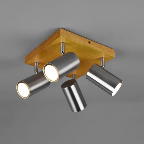 PLAFÓN DE TECHO GRAFTON 4 LUCES MARRÓN CLARO NÍQUEL MATE PLAFÓN DE TECHO GRAFTON 4 LUCES MARRÓN CLARO NÍQUEL MATE