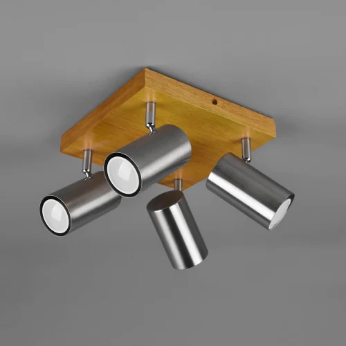 PLAFÓN DE TECHO GRAFTON 4 LUCES MARRÓN CLARO NÍQUEL MATE PLAFÓN DE TECHO GRAFTON 4 LUCES MARRÓN CLARO NÍQUEL MATE