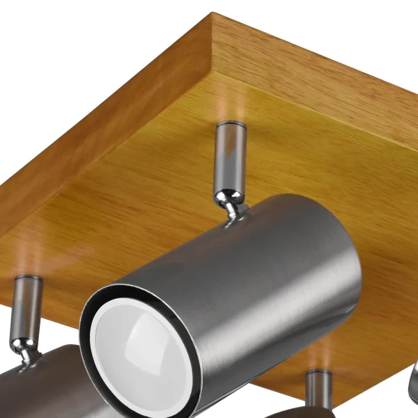 PLAFÓN DE TECHO GRAFTON 4 LUCES MARRÓN CLARO NÍQUEL MATE PLAFÓN DE TECHO GRAFTON 4 LUCES MARRÓN CLARO NÍQUEL MATE