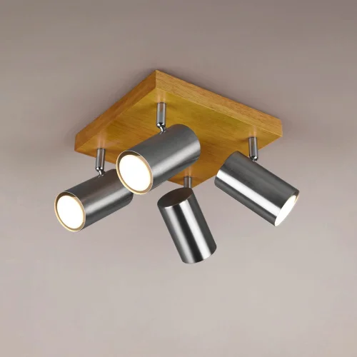 PLAFÓN DE TECHO GRAFTON 4 LUCES MARRÓN CLARO NÍQUEL MATE PLAFÓN DE TECHO GRAFTON 4 LUCES MARRÓN CLARO NÍQUEL MATE