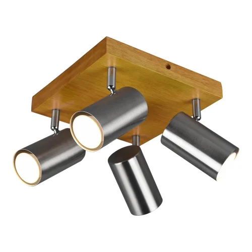 PLAFÓN DE TECHO GRAFTON 4 LUCES MARRÓN CLARO NÍQUEL MATE PLAFÓN DE TECHO GRAFTON 4 LUCES MARRÓN CLARO NÍQUEL MATE