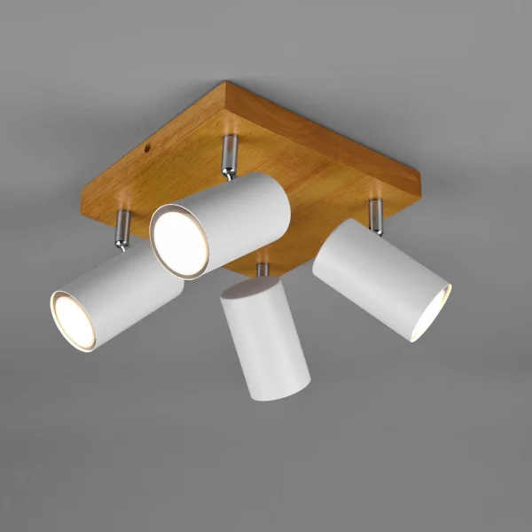 PLAFÓN DE TECHO GRAFTON 4 LUCES MARRÓN CLARO BLANCO PLAFÓN DE TECHO GRAFTON 4 LUCES MARRÓN CLARO BLANCO