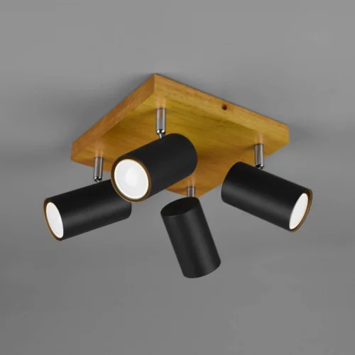 PLAFÓN DE TECHO GRAFTON 4 LUCES MARRÓN CLARO NEGRO PLAFÓN DE TECHO GRAFTON 4 LUCES MARRÓN CLARO NEGRO