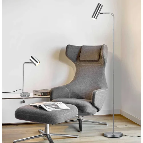 LÁMPARA DE PIE GRAFTON NÍQUEL MATE LÁMPARA DE PIE GRAFTON NÍQUEL MATE