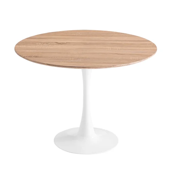 MESA SAN ANTONI Ø120 CM PATA BLANCA TAPA NATURAL
