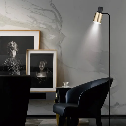 LÁMPARA DE PIE NEGRO/CUERO E14 FILOMENA LÁMPARA DE PIE NEGRO/CUERO E14 FILOMENA