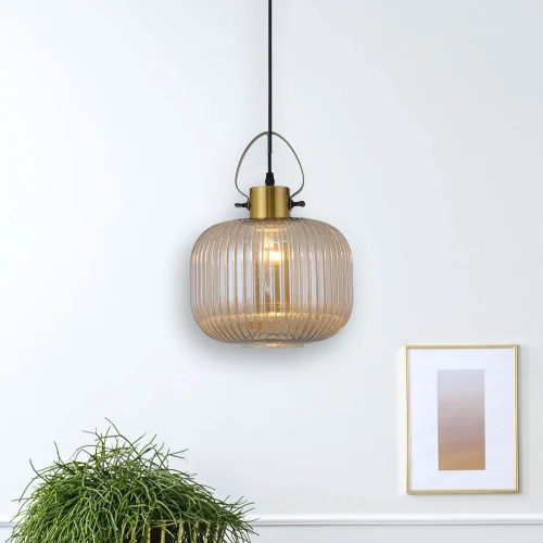 LÁMPARA DE TECHO CRISTAL TALLADO ÁMBAR HAKANA