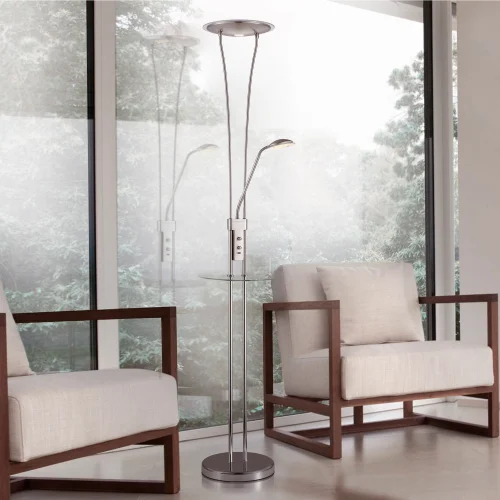 LÁMPARA DE PIE LED ARTEMIS 18W+5W 3000K USB NÍQUEL