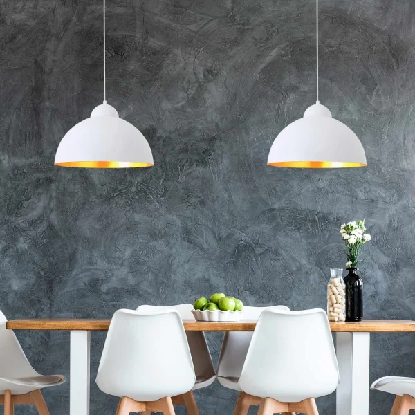 LÁMPARA DE TECHO Ø 40 CM BLANCO/DORADO MONTSERRAT LÁMPARA DE TECHO Ø 40 CM BLANCO/DORADO MONTSERRAT