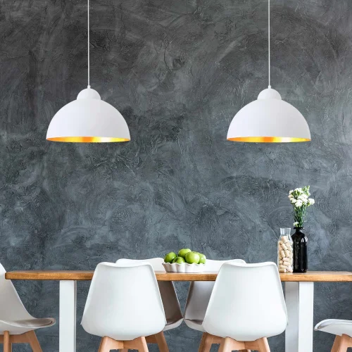 LÁMPARA DE TECHO Ø 40 CM BLANCO/DORADO MONTSERRAT LÁMPARA DE TECHO Ø 40 CM BLANCO/DORADO MONTSERRAT