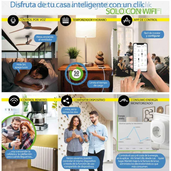 Enchufe Inteligente 10A Wifi Consumo Energía Monitorizado