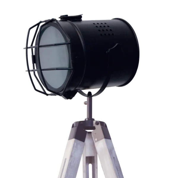 LÁMPARA DE PIE COSME ACERO ENVEJECIDO BLANCO CON REJILLA