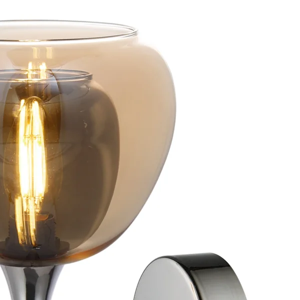 APLIQUE DE PARED 1 LUZ CRISTAL EXTERIOR ÁMBAR INTERIOR FUMÉ NOLINA