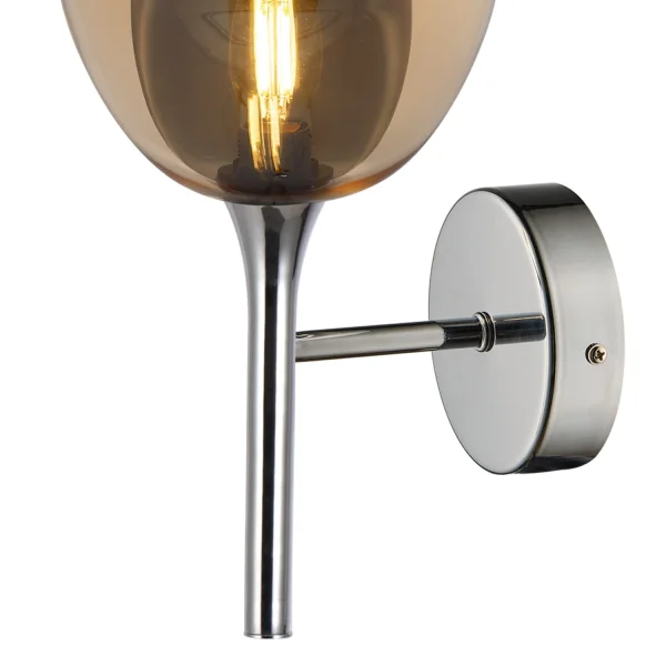 APLIQUE DE PARED 1 LUZ CRISTAL EXTERIOR ÁMBAR INTERIOR FUMÉ NOLINA