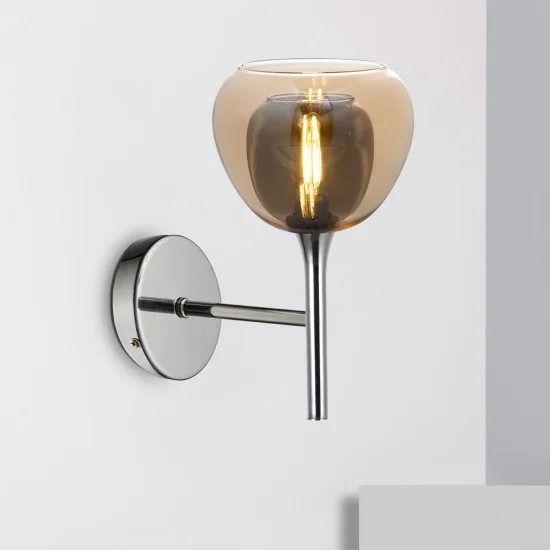 APLIQUE DE PARED 1 LUZ CRISTAL EXTERIOR ÁMBAR INTERIOR FUMÉ NOLINA