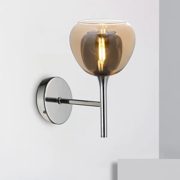 Aplique De Pared 1 Luz Cristal Exterior Ámbar Interior Fumé | Lúzete