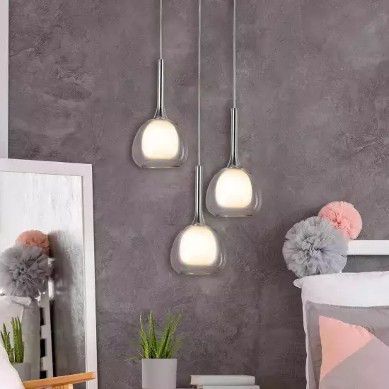 LÁMPARA DE TECHO 3 LUCES CRISTAL EXTERIOR TRANSPARENTE INTERIOR BLANCO Ø38 NOLINA