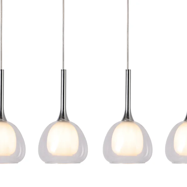 LÁMPARA DE TECHO 4 LUCES CRISTAL EXTERIOR TRANSPARENTE INTERIOR BLANCO NOLINA