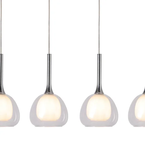 LÁMPARA DE TECHO 4 LUCES CRISTAL EXTERIOR TRANSPARENTE INTERIOR BLANCO NOLINA