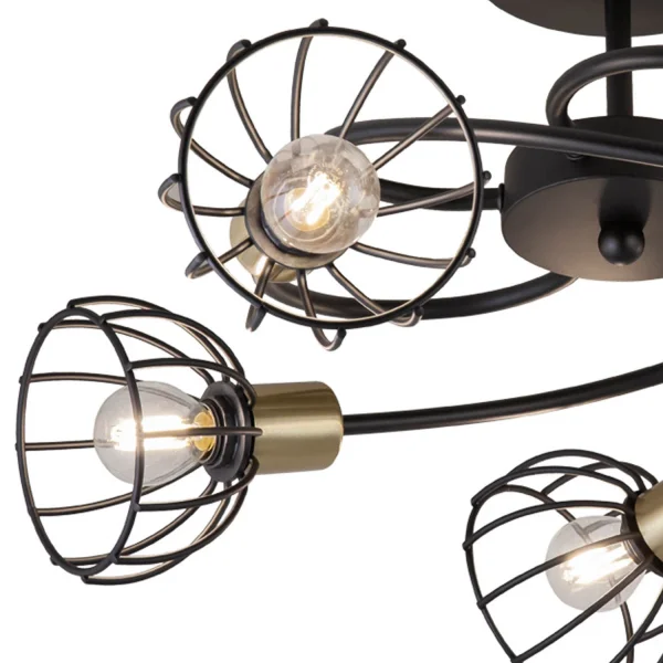 PLAFÓN DE TECHO 5 LUCES NEGRO MATE GABRIELLE