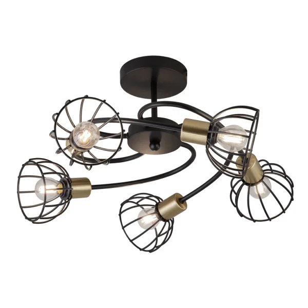 PLAFÓN DE TECHO 5 LUCES NEGRO MATE GABRIELLE