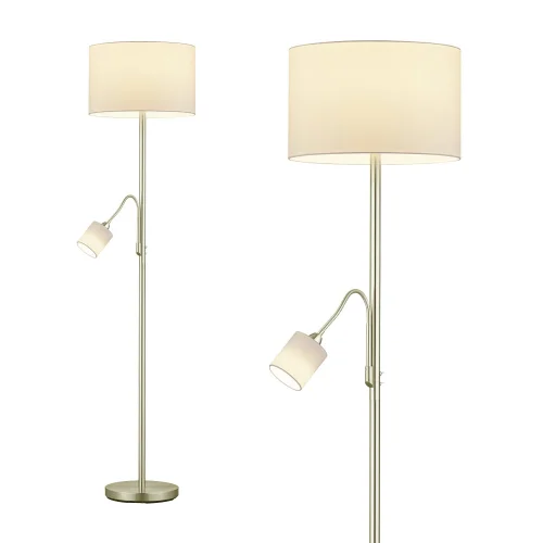 LÁMPARA DE PIE C/FLEXO METAL CUERO PANTALLA BLANCA BROOME LÁMPARA DE PIE C/FLEXO METAL CUERO PANTALLA BLANCA BROOME