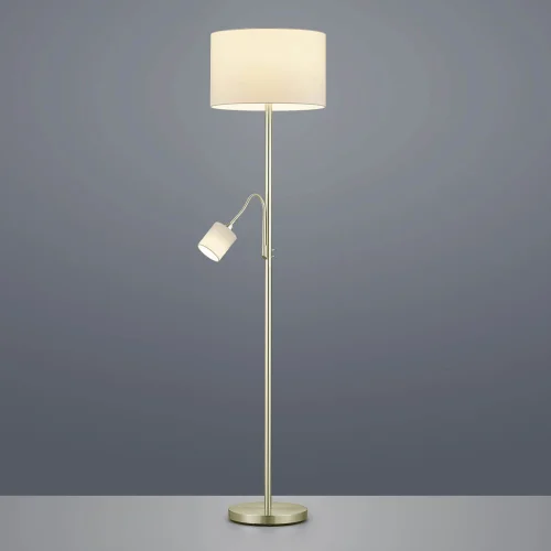 LÁMPARA DE PIE C/FLEXO METAL CUERO PANTALLA BLANCA BROOME LÁMPARA DE PIE C/FLEXO METAL CUERO PANTALLA BLANCA BROOME