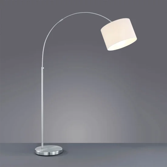 LÁMPARA DE PIE METAL NÍQUEL MATE PANTALLA BLANCA BROOME