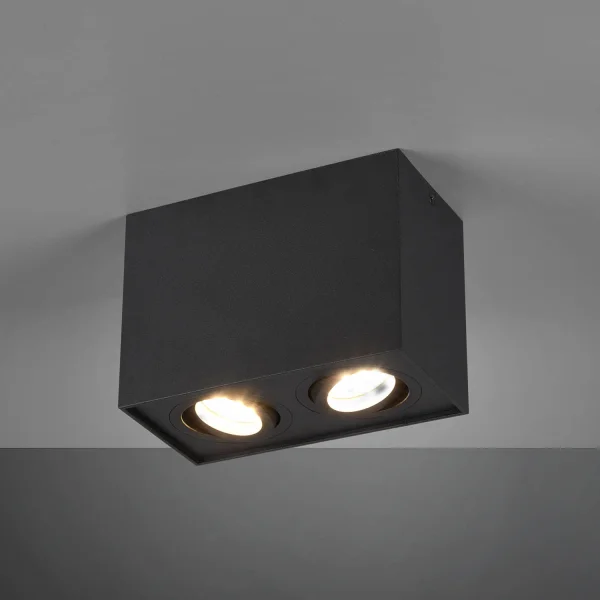 PLAFÓN DE TECHO 2 LUCES BASCULANTE METAL NEGRO GU10 GARIBALDI