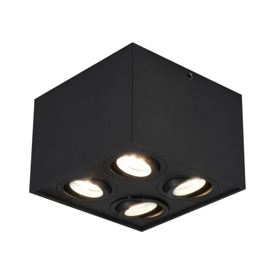 PLAFÓN DE TECHO 4 LUCES BASCULANTE METAL NEGRO GU10 GARIBALDI