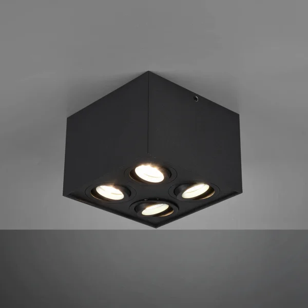 PLAFÓN DE TECHO 4 LUCES BASCULANTE METAL NEGRO GU10 GARIBALDI