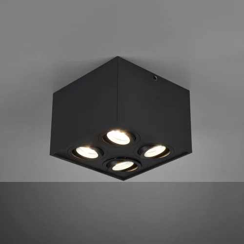 PLAFÓN DE TECHO 4 LUCES BASCULANTE METAL NEGRO GU10 GARIBALDI