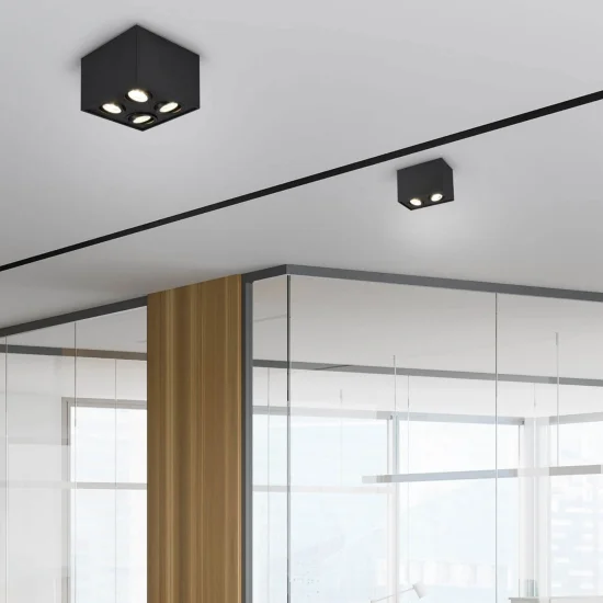 PLAFÓN DE TECHO 4 LUCES BASCULANTE METAL NEGRO GU10 GARIBALDI 2