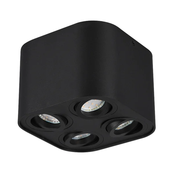 PLAFÓN DE TECHO 4 LUCES BASCULANTE METAL NEGRO GU10 FORTUNE
