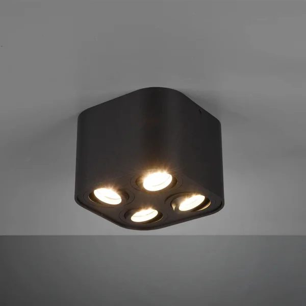 PLAFÓN DE TECHO 4 LUCES BASCULANTE METAL NEGRO GU10 FORTUNE