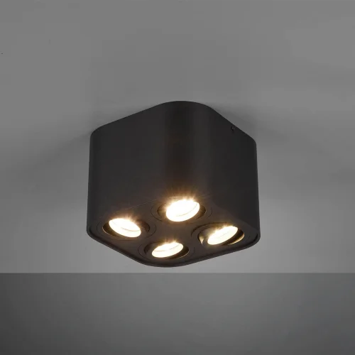 PLAFÓN DE TECHO 4 LUCES BASCULANTE METAL NEGRO GU10 FORTUNE