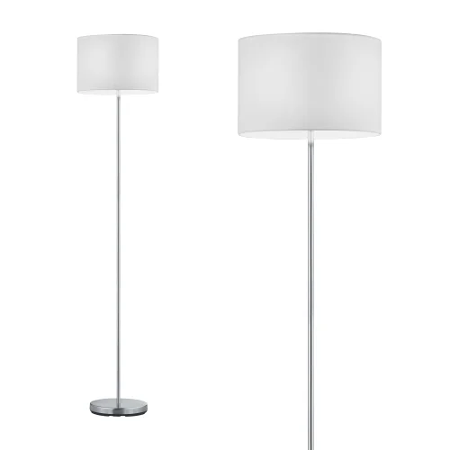 LÁMPARA DE PIE METAL NÍQUEL PANTALLA BLANCA BROOME