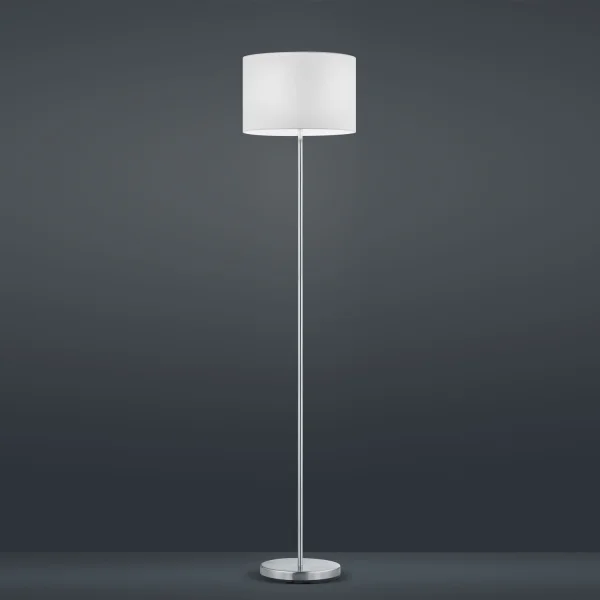 LÁMPARA DE PIE METAL NÍQUEL PANTALLA BLANCA BROOME