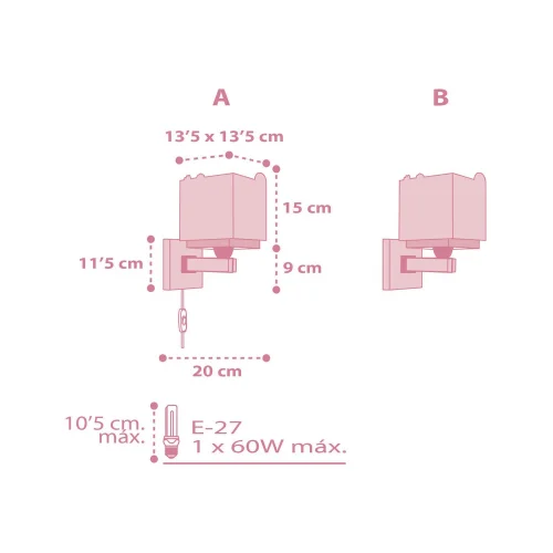 APLIQUE DE PARED BABY JUNGLE ROSA