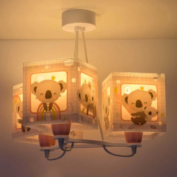 LÁMPARA DE TECHO 3 LUCES KOALA ROSA