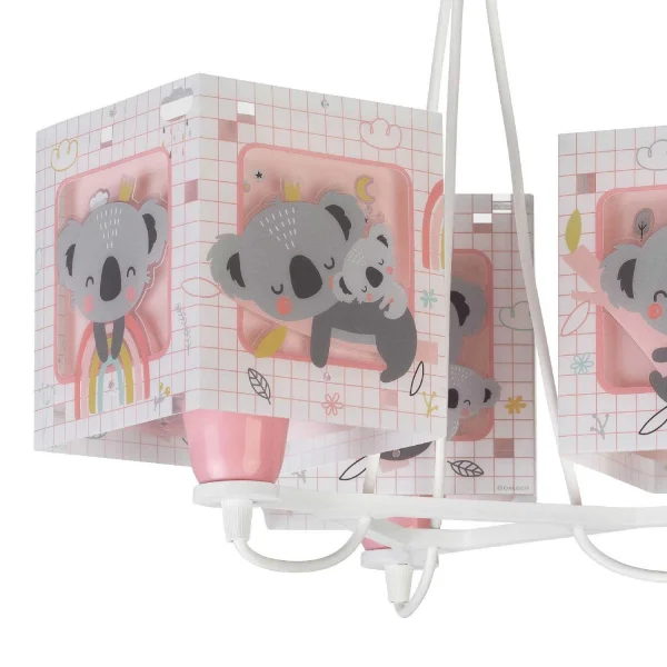 LÁMPARA DE TECHO 3 LUCES KOALA ROSA