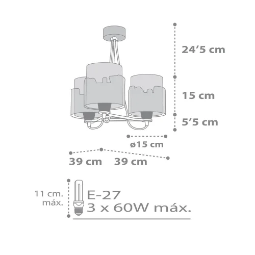 LÁMPARA COLGANTE 3 LUCES BABY TRAVEL