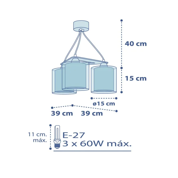 LÁMPARA COLGANTE 3 LUCES POLICE LÁMPARA COLGANTE 3 LUCES POLICE
