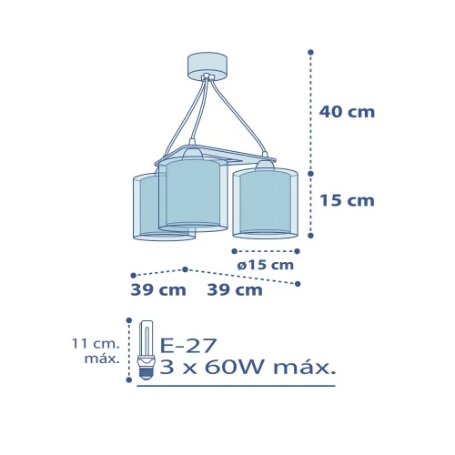LÁMPARA COLGANTE 3 LUCES POLICE LÁMPARA COLGANTE 3 LUCES POLICE