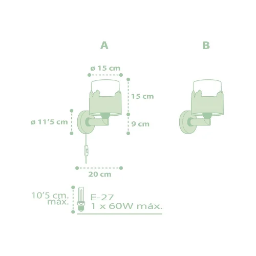 APLIQUE DE PARED SWEET LOVE VERDE E27